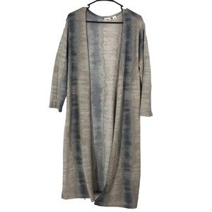 Cato Women’s Open Front Longline Cardigan Sweater Western Gray Beige Ombre  L